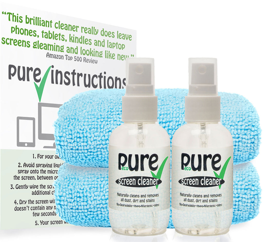 all natural screen cleaner kit - by ecopure 60ml x2.