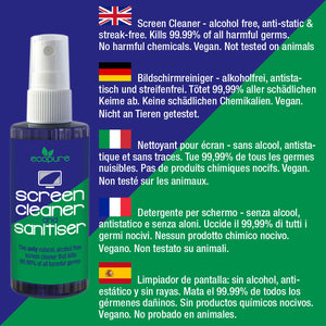 screen cleaner & sanitiser, disinfectant